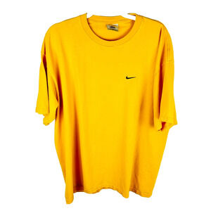 Vintage Retro 90's Nike Swoosh Cotton Yellow Crew Neck T-shirt Men's Size XL